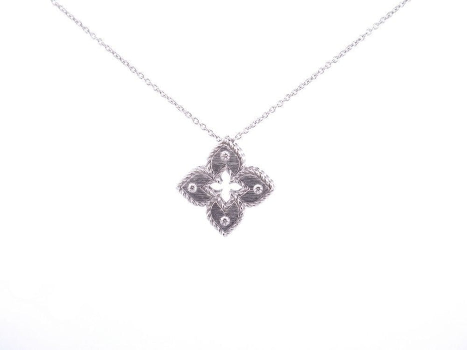 Collier collier roberto  pendentif flower en or blanc 18k 3.4gr 4 diamants 58 Facettes 249469