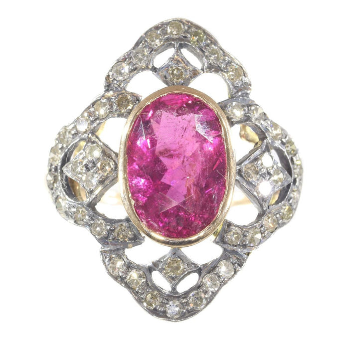 Bague 56 Bague en diamant avec rubelite 58 Facettes 20296-0351