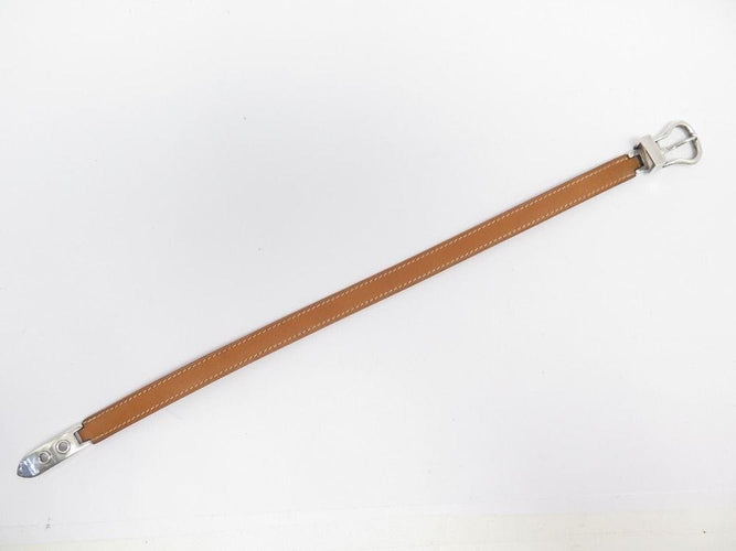 Bracelet bracelet HERMES boucle sellier en argent 925 double tour cuir swift 17-18 58 Facettes 256586