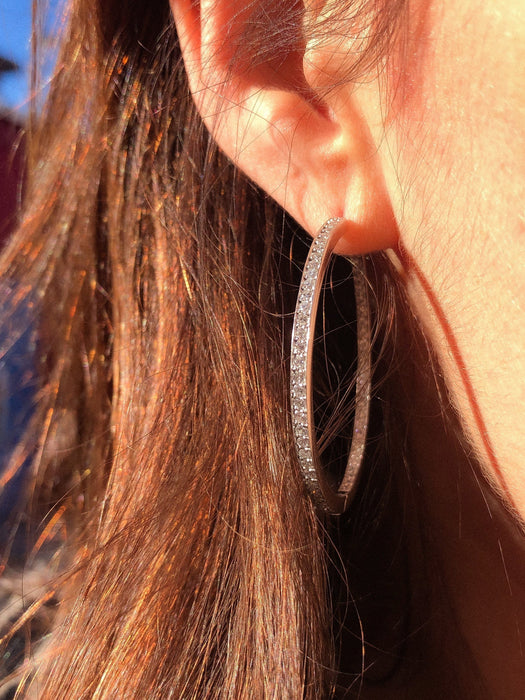 Boucles d'oreilles Créoles en or gris, diamants 58 Facettes