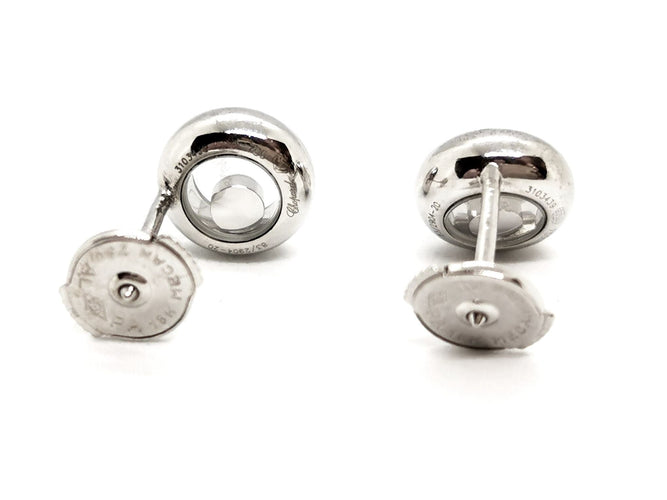 Boucles d'oreilles Chopard Boucles d'oreilles Puces Happy Diamonds Or blanc Diamant 58 Facettes 1468728CN