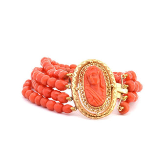 Bracelet Bracelet corail rouge orangé en or jaune 58 Facettes 25382