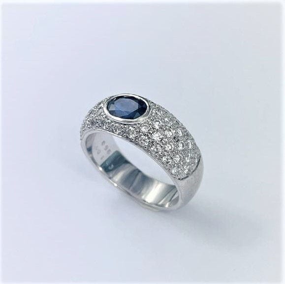 Bague Bague Or Blanc avec Saphir Ovale et Diamant 58 Facettes 20400000560