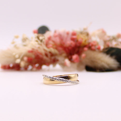 Bague Alliance or jaune et diamants 58 Facettes