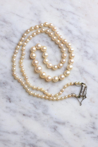 Collier Collier perles vintage, fermoir diamants 58 Facettes