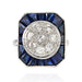 Ring 54 Art deco ring paved with diamonds and sapphires 58 Facettes 22-112