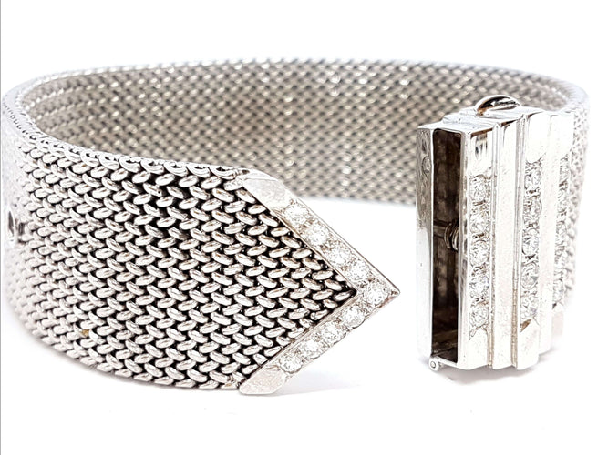 Bracelet Bracelet Manchette Or blanc Diamant 58 Facettes 05771CD
