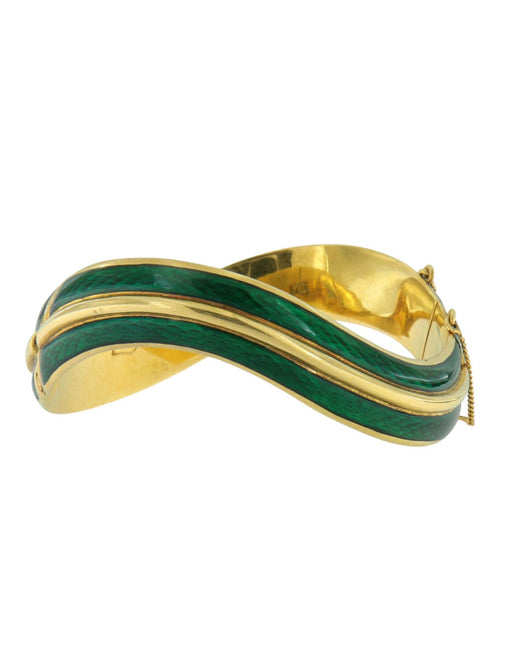 Bracelet Fred - Bracelet Jonc émail vert et or jaune 58 Facettes