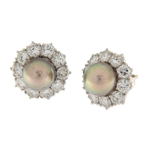 Boucles d'oreilles Boucles d'oreilles en or blanc avec perles et diamants 58 Facettes G3472