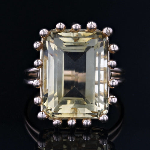 Bague 59 Bague de cocktail citrine en or jaune 58 Facettes 23-227