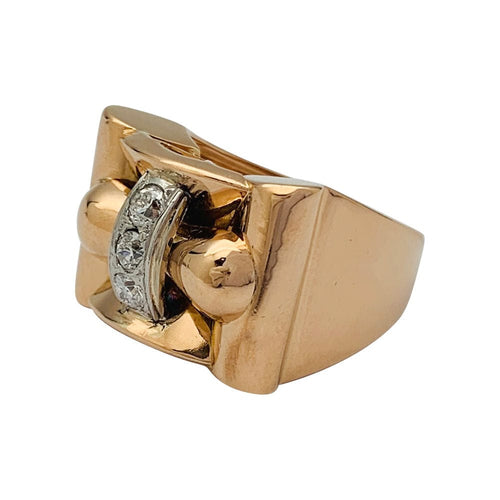 Bague 53 Bague tank or rose, blanc et diamants. 58 Facettes 31901