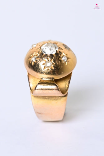 Bague 52 Bague dôme étoiles Or jaune Diamants 58 Facettes