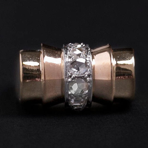 Bague Bague Art Déco Tank or jaune et diamants "Rouleau Magique" 58 Facettes