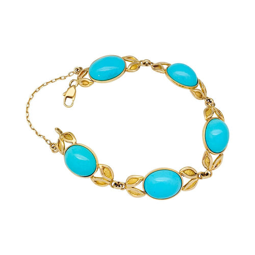 Bracelet Bracelet en or jaune, turquoises. 58 Facettes 31468
