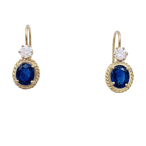 Boucles d'oreilles Dormeuses or jaune, saphirs et diamants. 58 Facettes 32707