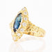 Bague 54 Bague saphir diamants or navette 58 Facettes 21-831