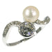 Ring 53 Toi et moi platinum ring, diamonds, pearl 58 Facettes 15160-0012
