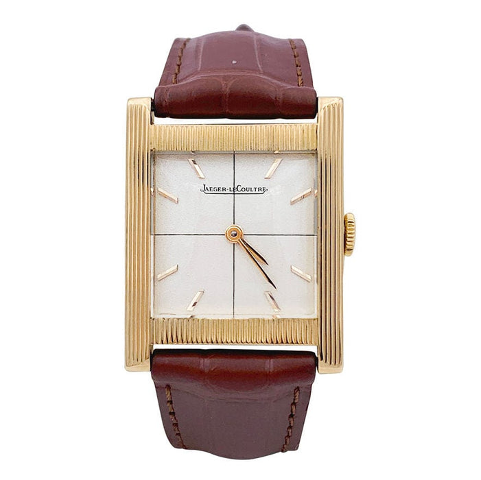 Montre Montre Jaeger Lecoultre, or rose, bracelet cuir. 58 Facettes 33014