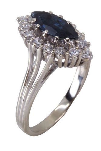 Bague BAGUE MARQUISE OR BLANC SAPHIR ET DIAMANTS 58 Facettes 077511