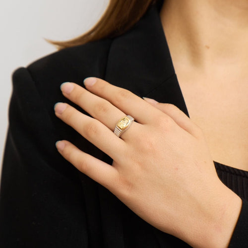 Bague 53 Bague Platine & Citrine 58 Facettes ALGU14