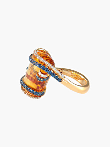 Bague 52 Bague Citrine miel 58 Facettes
