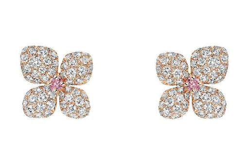 Boucles d'oreilles CHAUMET - Boucles d'Oreilles Hortensia or rose, diamants 58 Facettes 082803