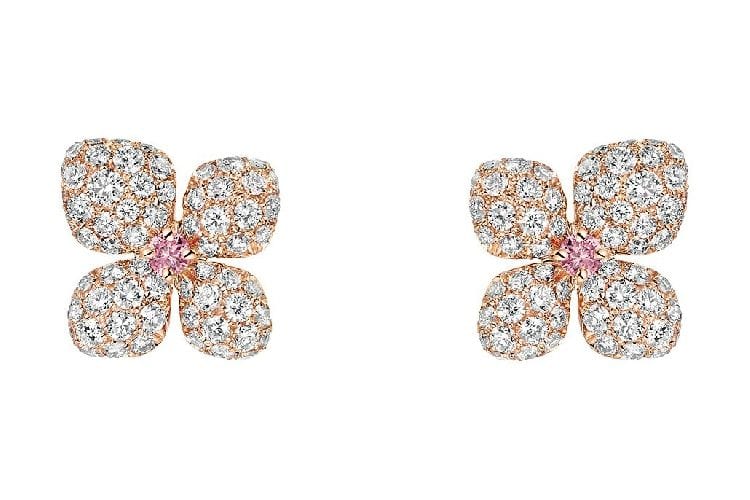 Boucles d'oreilles CHAUMET - Boucles d'Oreilles Hortensia or rose, diamants 58 Facettes 082803