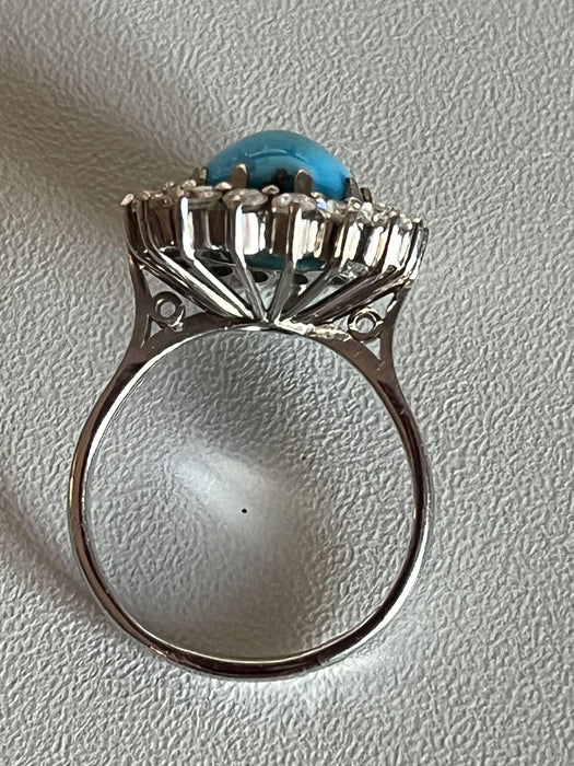 Bague 56 Bague Or blanc Turquoise Diamants 58 Facettes 5075