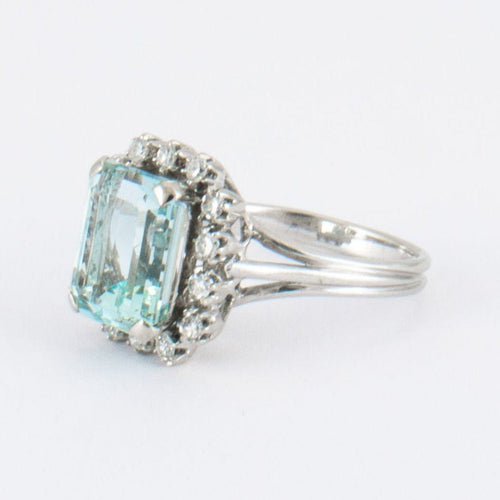 Bague 54 Bague Aigue-Marine, Diamants 58 Facettes