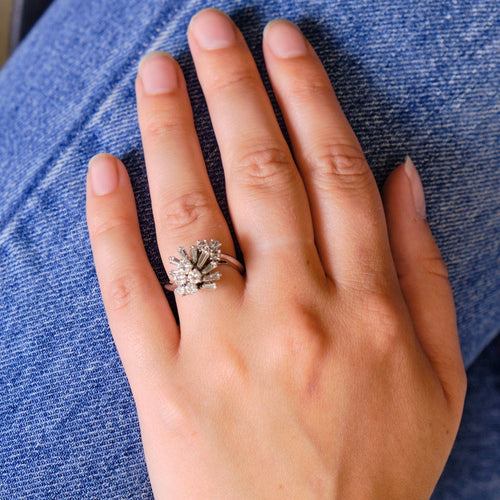 Bague 56 Bague or blanc diamants 1ct 58 Facettes