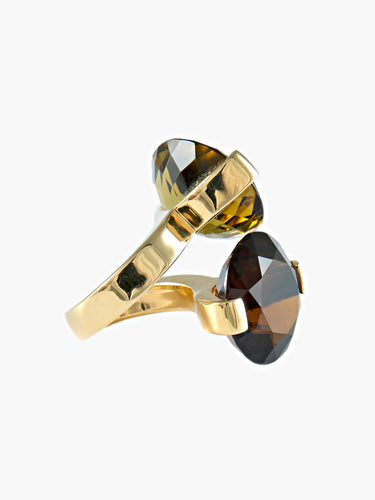 Bague 52 Bague Toi & Moi Pianegonda Quartz fumé 58 Facettes