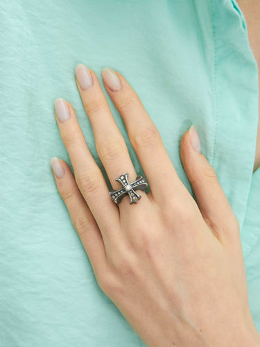 Bague 53 Bague Croix Médiévale diamants bruns 58 Facettes