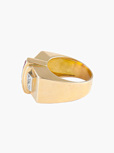 Bague Bague Tank Diamants et pierres rouges 58 Facettes