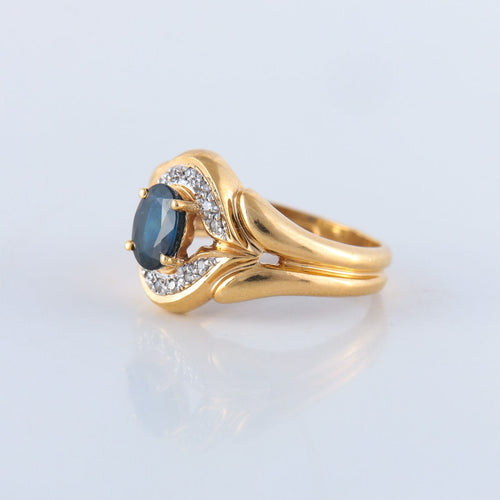 Bague 53 Bague double corps Saphir Diamants 58 Facettes JE136