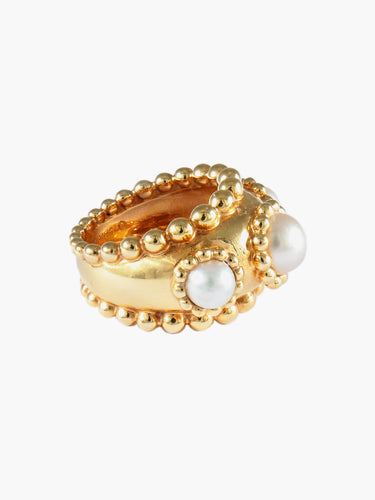 Bague 55 Chanel - Bague Modèle "Baroque" Perles et Or Jaune 58 Facettes