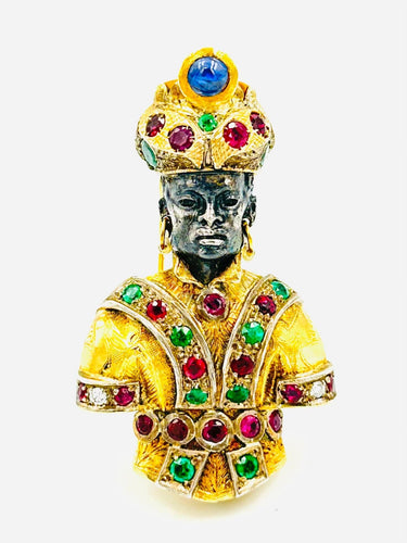 Broche Broche « Maure » Rubis Emeraudes Saphirs Diamants Perle 58 Facettes