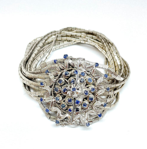 Bracelet Bracelet vintage en or blanc, saphirs 58 Facettes