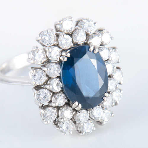 Bague 51 Bague double entourage Saphir Diamants 58 Facettes