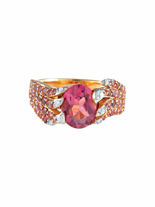 Bague Bague Tourmaline rose, Saphirs roses et Diamants 58 Facettes