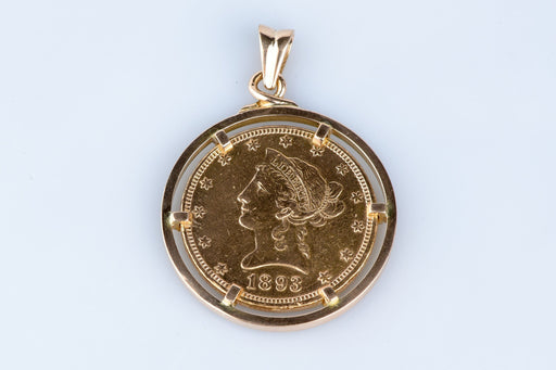 Pendentif Pendentif pièce de 10 dollars « Liberty Head » et « Gold Eagle » Or jaune 58 Facettes LPCC787