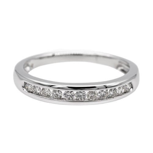 Bague 54 Bague Demi alliance Or blanc Diamant 58 Facettes 2718333CN