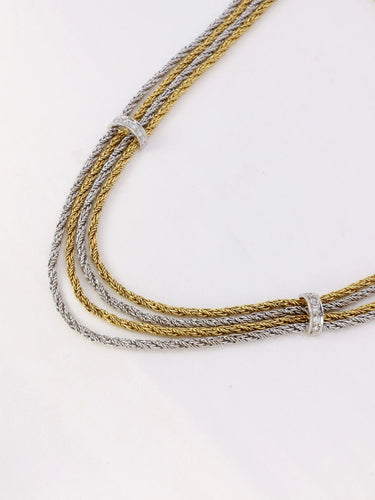 Collier Collier draperie vintage quatre rangs diamants 58 Facettes J97