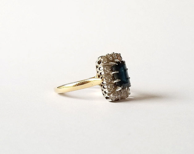 Bague 57 Bague Pompadour Or Jaune Saphir et Diamants 58 Facettes