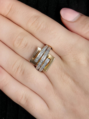 Bague Or Jaune / Diamants / 54 BAGUE "SQUARE" OR & DIAMANTS 58 Facettes BO/220021 NSS