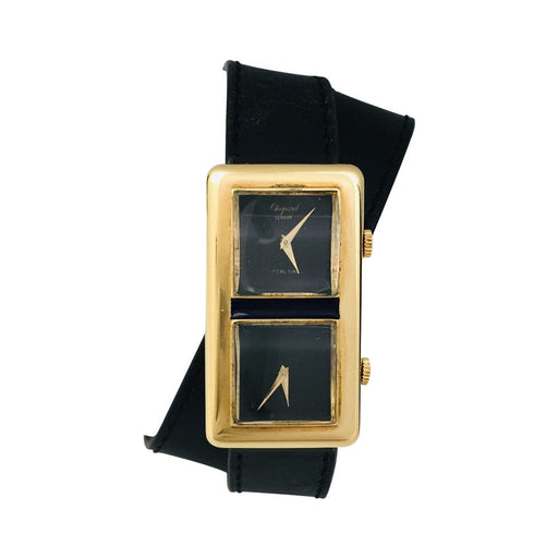 Chopard "Dualtime" watch in yellow gold on leather. 58 Facettes 27257