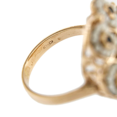 Bague 54 Bague Fleur saphirs et perles 58 Facettes 28692