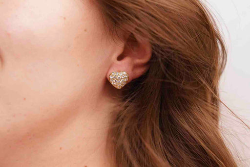 Boucles d'oreilles Boucles d'oreilles coeurs diamants en or jaune 18k 58 Facettes 24110
