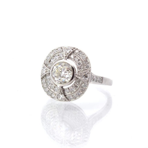 Ring 54 Art Deco style ring Platinum Diamonds 58 Facettes 25363 25309