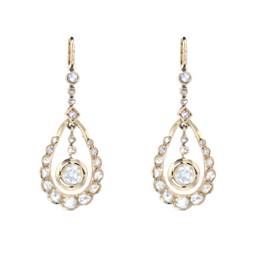Boucles d'oreilles Pendants d'oreilles anciens or jaune diamants 58 Facettes 22-056