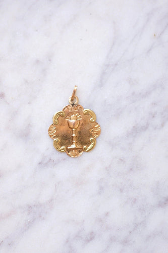Pendentif Médaille ancienne au calice sur or rose 58 Facettes